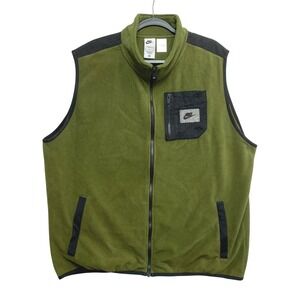 Nike Full Zip Vest Therma-FIT Mens XL Olive Green Fleece